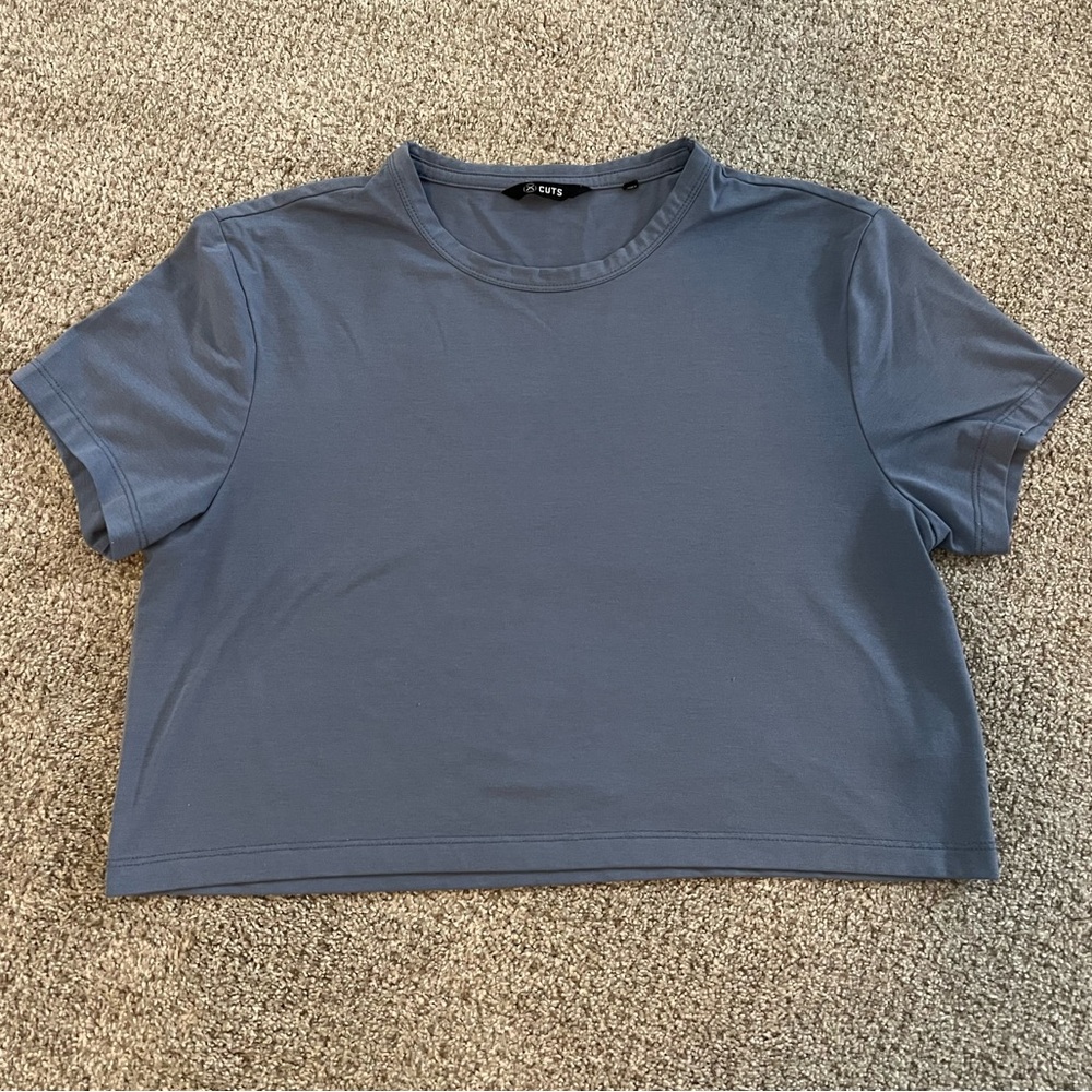 Cuts Blue Cropped T-Shirt